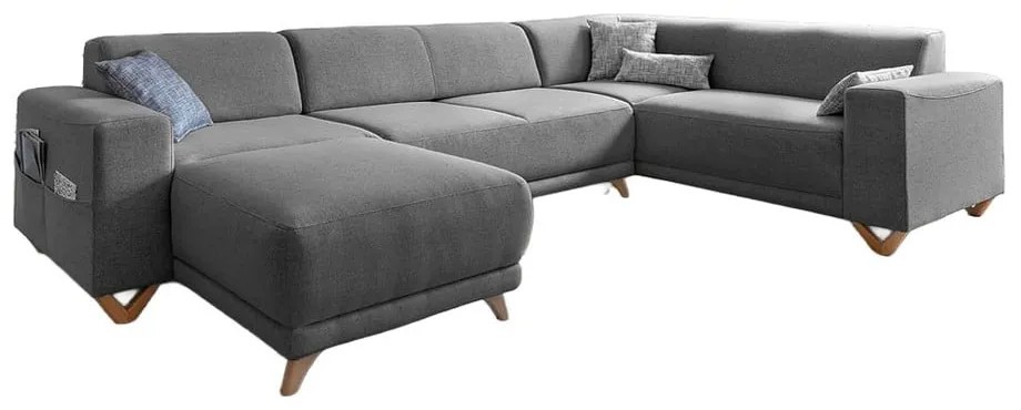 Colțar gri extensibil/cu spațiu de depozitare (cu colț pe partea dreaptă/în formă de "U") Classy Sophie – Miuform