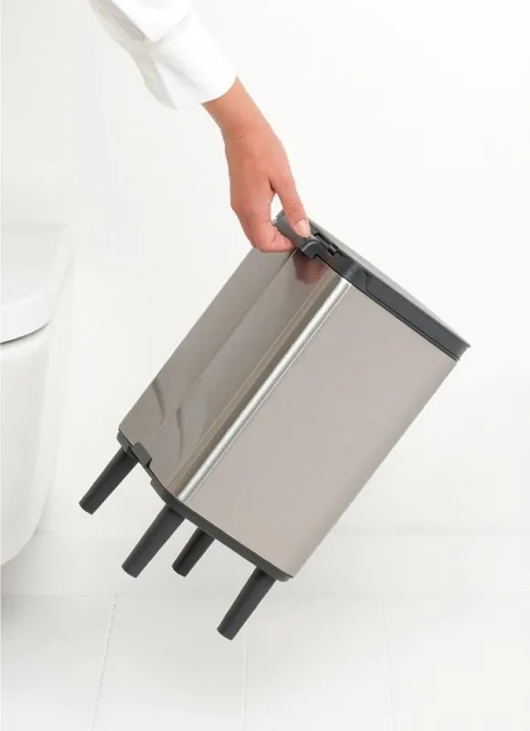 Cos de gunoi Brabantia Bo Small Hi 1006646, 7 L, Deschidere lina si silentioasa, Baza antiderapanta, Rezistent la amprente, Inox mat