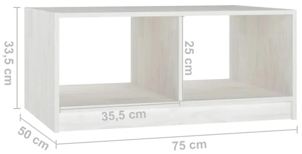 Masuta de cafea, alb, 75x50x33,5 cm, lemn masiv de pin 1, Alb