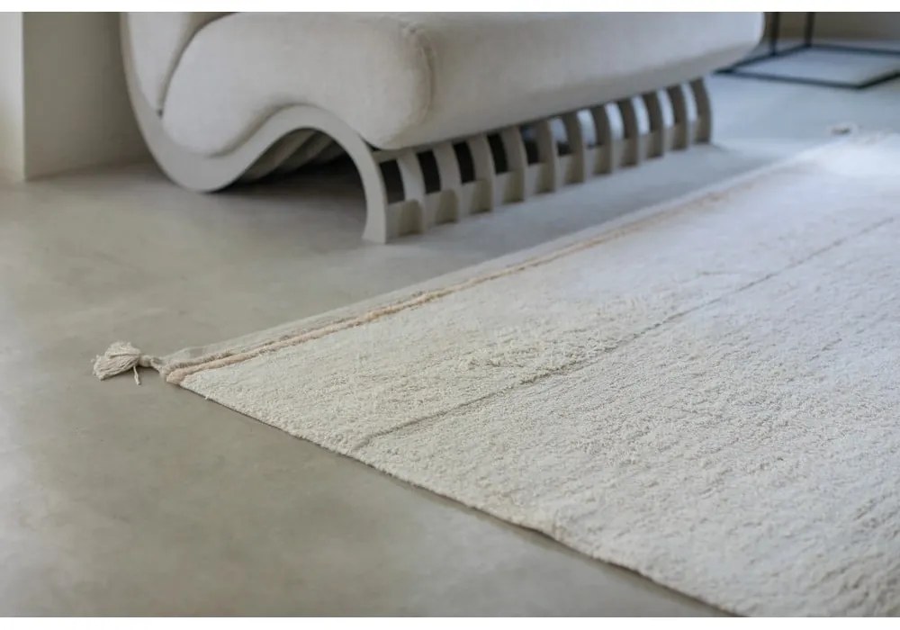 Covor crem lavabil/țesut manual din bumbac 140x200 cm Bloom Natural – Lorena Canals