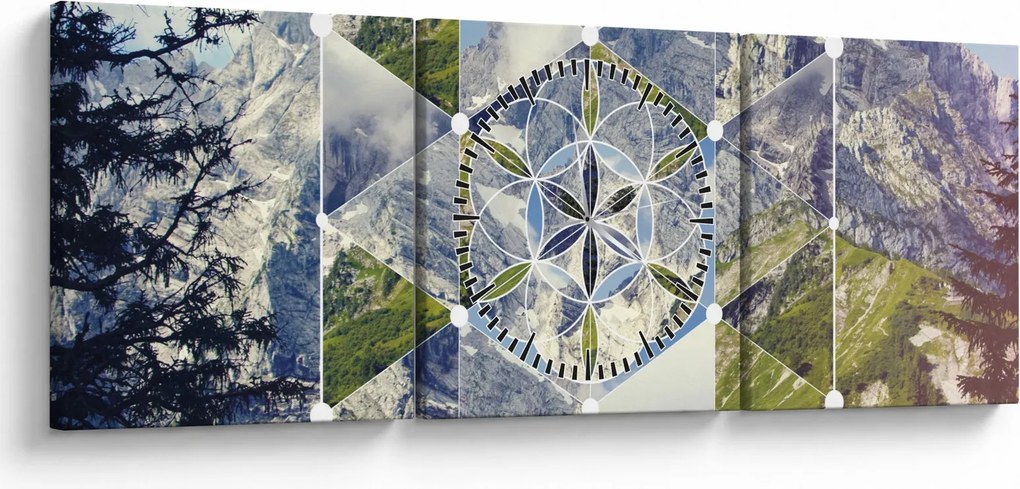 Tablou - Model geometric (cu ceas) (90x30 cm)