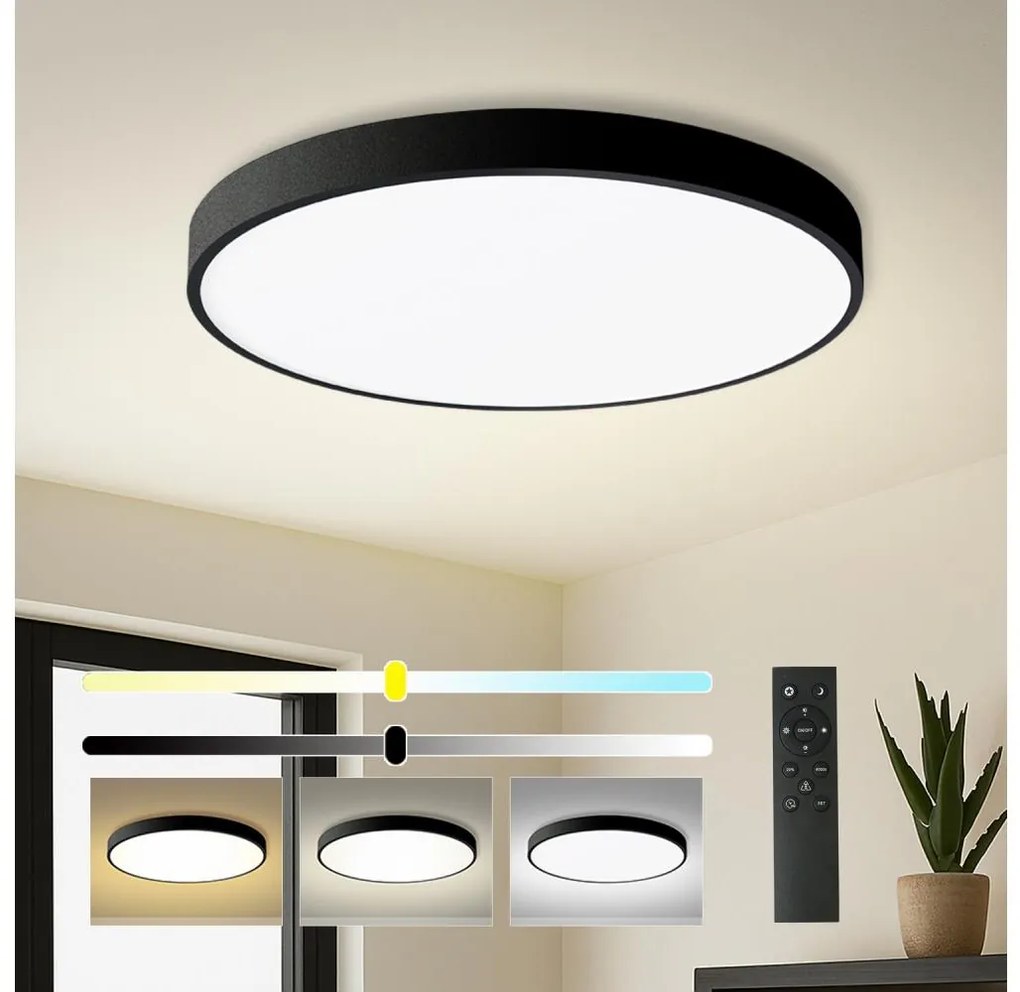 Brilagi - Lampă LED dimerizabilă POOL SMART, 100W, 230V, diam. 80 cm, Wi-Fi Tuya, neagră + telecomandă