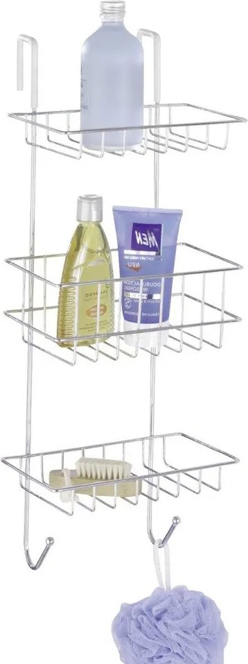 Raft pentru duș cu 3 niveluri - raft pentru duș cu 3 coșuri REVIGO, WENKO, argintiu