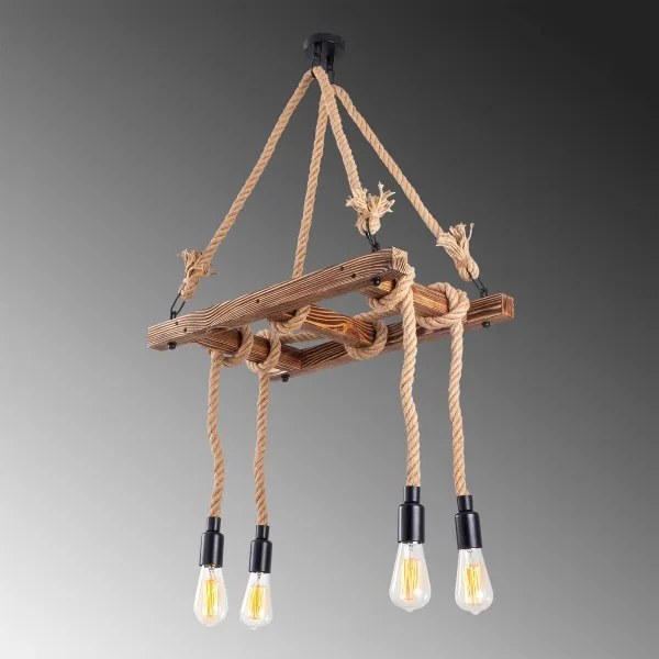 Lustră suspendată pe cablu EREBOS, 4 x E27, max. 40 W, 230 V, maro