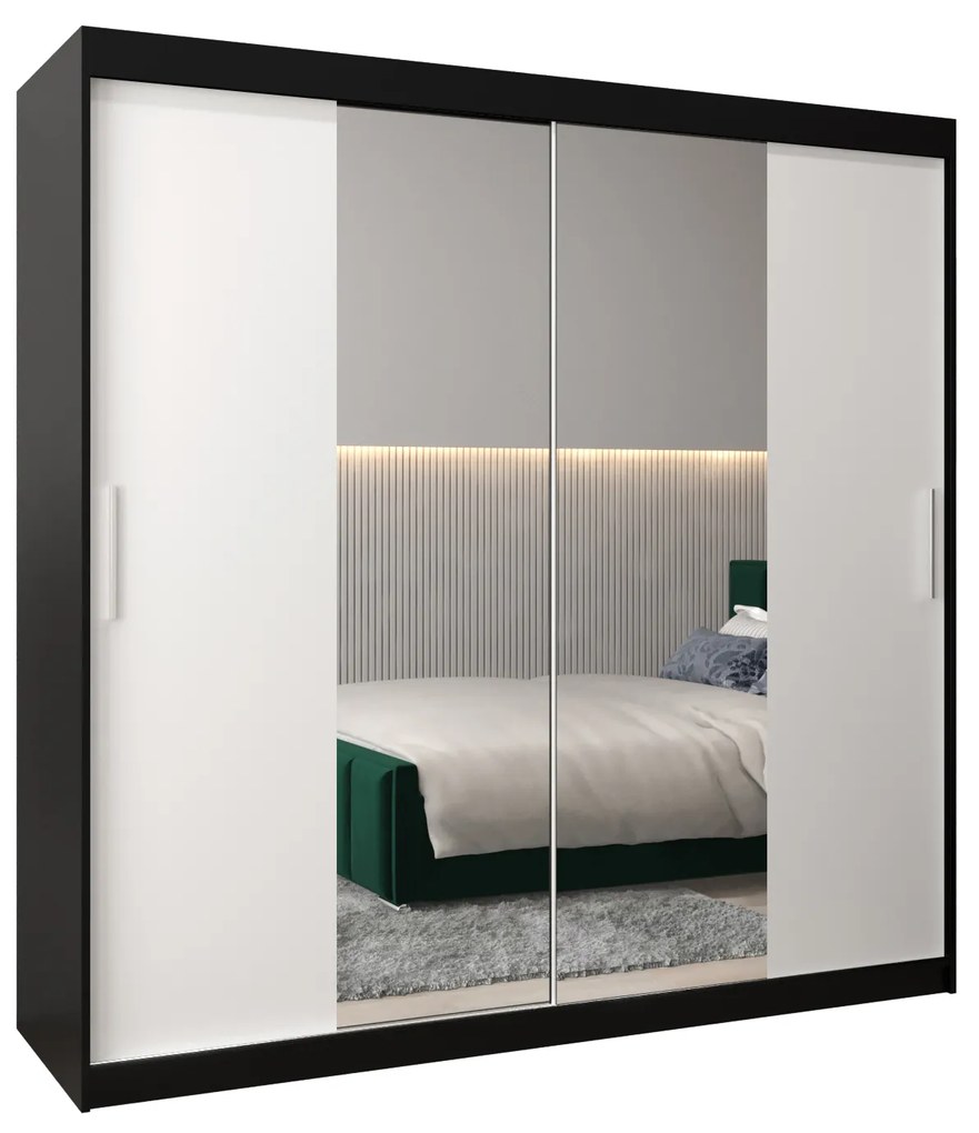 Dulap de haine 200 cm Toki 1 (negru mat + alb mat). 1064933