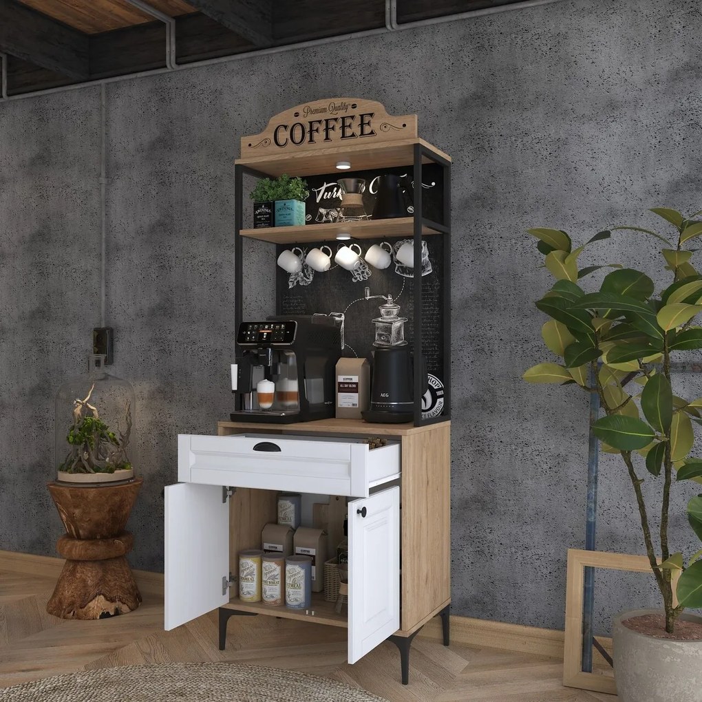 Dulap multifunctional, Hanah Home, JE157, 70x186.4x40 cm, Nuc/Alb