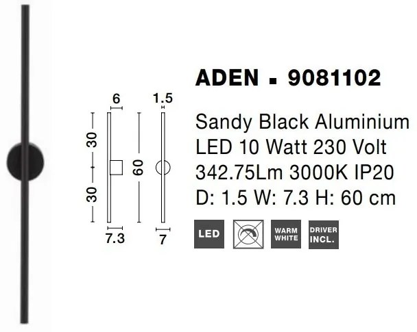 Aplica de perete LED design liniar Aden 60cm