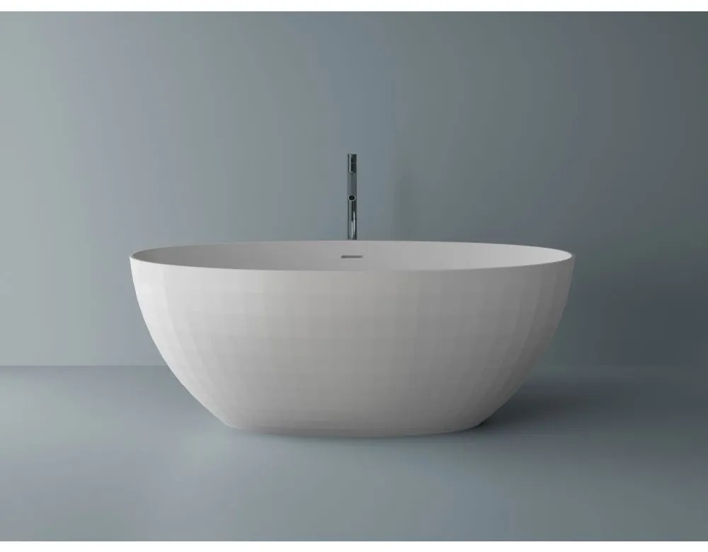 Cada freestanding compozit Marmite Lima, 167 x 83 cm, ovala, alb lucios