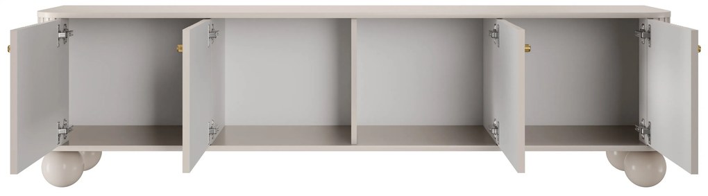 Comodă TV Vesper 4D 187 cm - cașmir / mânere aurii / picioare sferice