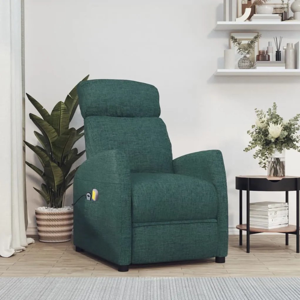3073652 vidaXL Fotoliu de masaj electric, verde închis, material textil