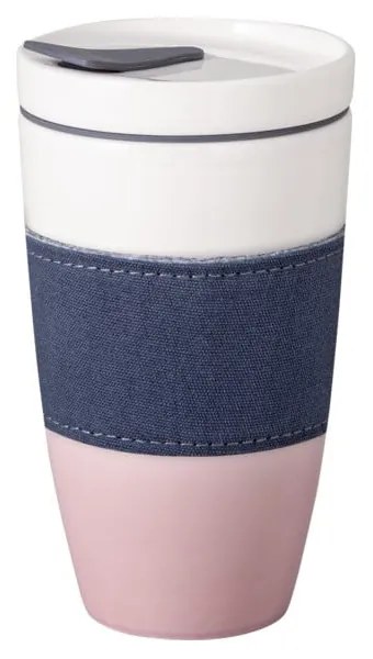 Cană de voiaj din porțelan Villeroy &amp; Boch Like To Go, 350 ml, roz - alb