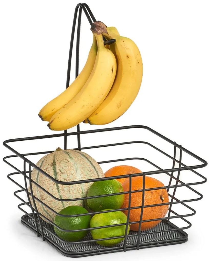 Coș fructe cu suport pentru banane, 26 x 26 x 36 cm, ZELLER