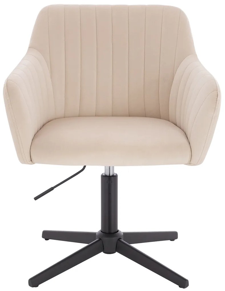 HR190CROSS Scaun Crem din Catifea cu Bază Neagră