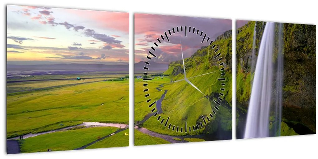 Tablou cu cascade (cu ceas) (90x30 cm)