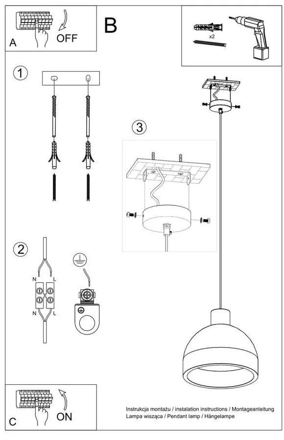 Lustră gri deschis ø 28 cm Filippo – Sollux