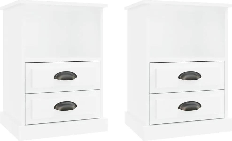 vidaXL Noptiere, 2 buc., alb extralucios, 43x36x60 cm