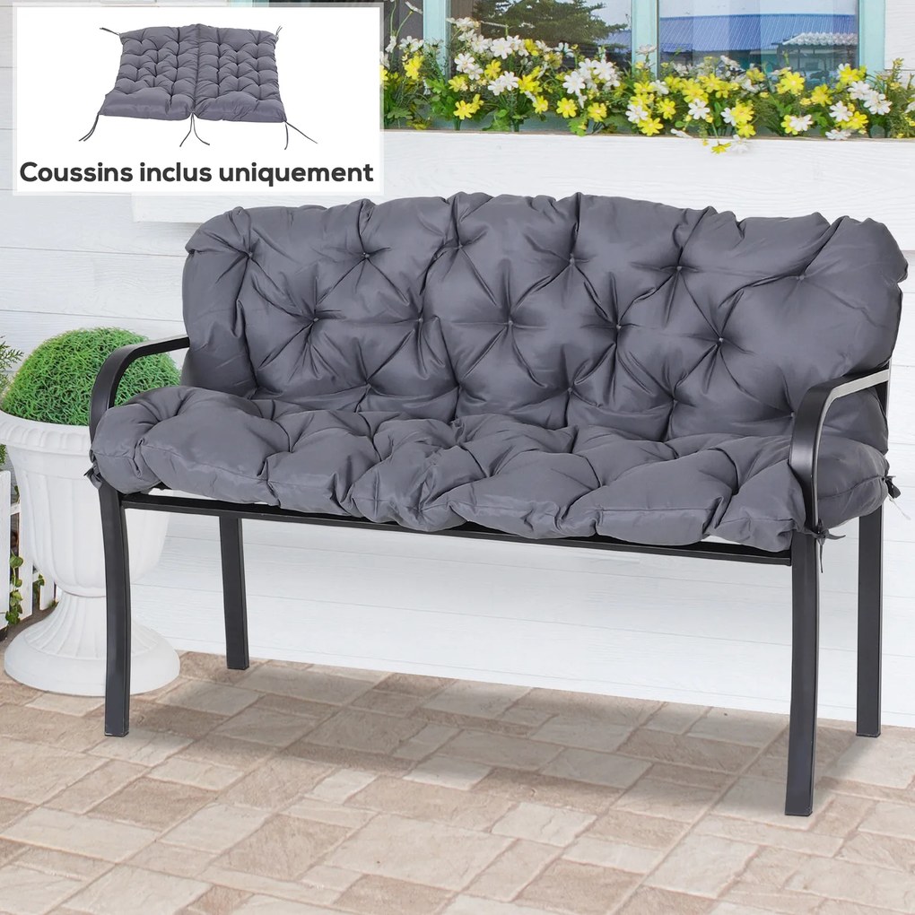 Outsunny Pernă pentru Scaun și Spătar pentru Bancă de Grădină leagăn canapea 2 Locuri Mare Confort 132 x 110 x 10 cm Gri | Aosom Romania