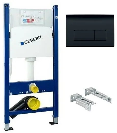 Set rezervor incastrat si cadru, Geberit Duofix, cu clapeta Delta 50 negru lucios si set de fixare, 458.128.DW.1