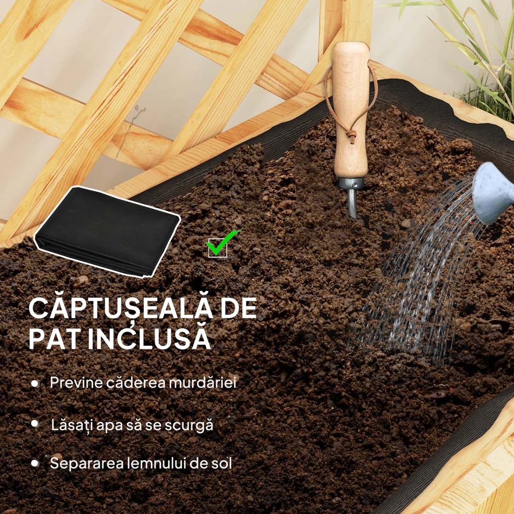 Outsunny Jardinieră din Lemn cu Suport pentru Plante și Orificii de Drenaj, 76x33x177 cm, Natural | Aosom Romania