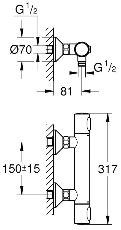 Pachet: Coloana dus Grohe  250,palarie patrata, baterie cabina dus Grohtherm 500 (26694000,34793000)