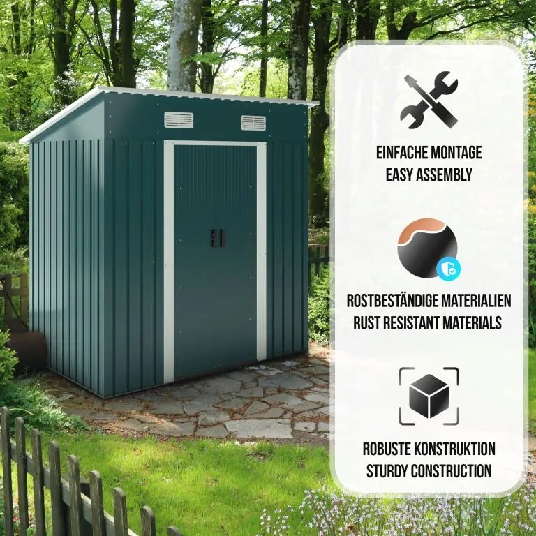 Jago Garden Casuta de unelte de grădină, verde, 182 x 186 x