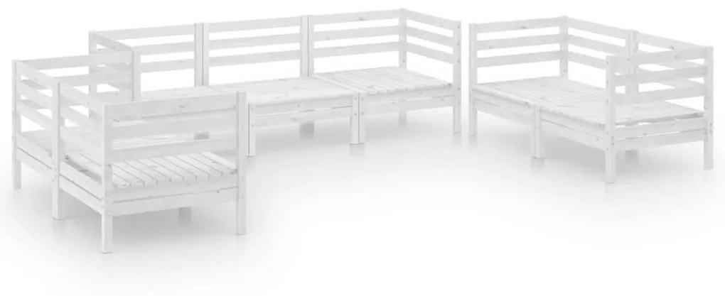 3082593 vidaXL Set mobilier de grădină, 7 piese, alb, lemn masiv de pin