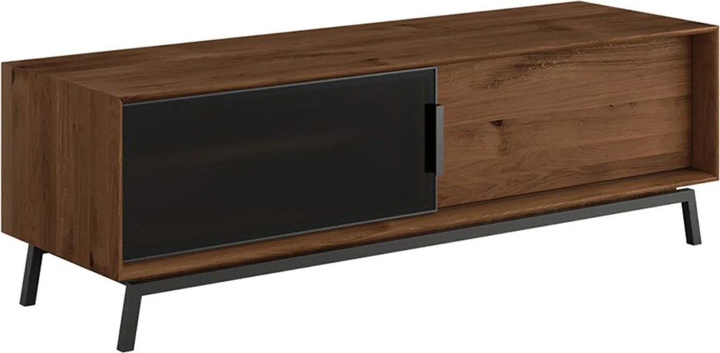 Comodă TV stejar masiv Madison și Sticlă, 200 × 50 × 52 cm