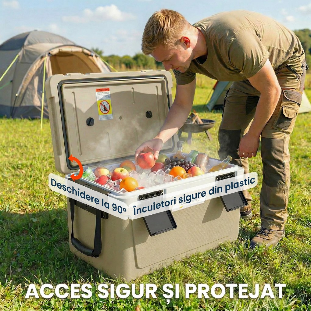 Outsunny cutie frigorifică auto picnic răcitoare portabile frigider băuturi reci călătorie ladă frigorifică congelator rigid bere 40L | Aosom Romania