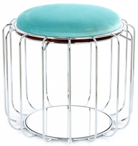 Taburet tapitat/masuta de cafea rotund/a Comfortable 50x50x45 cm albastru deschis