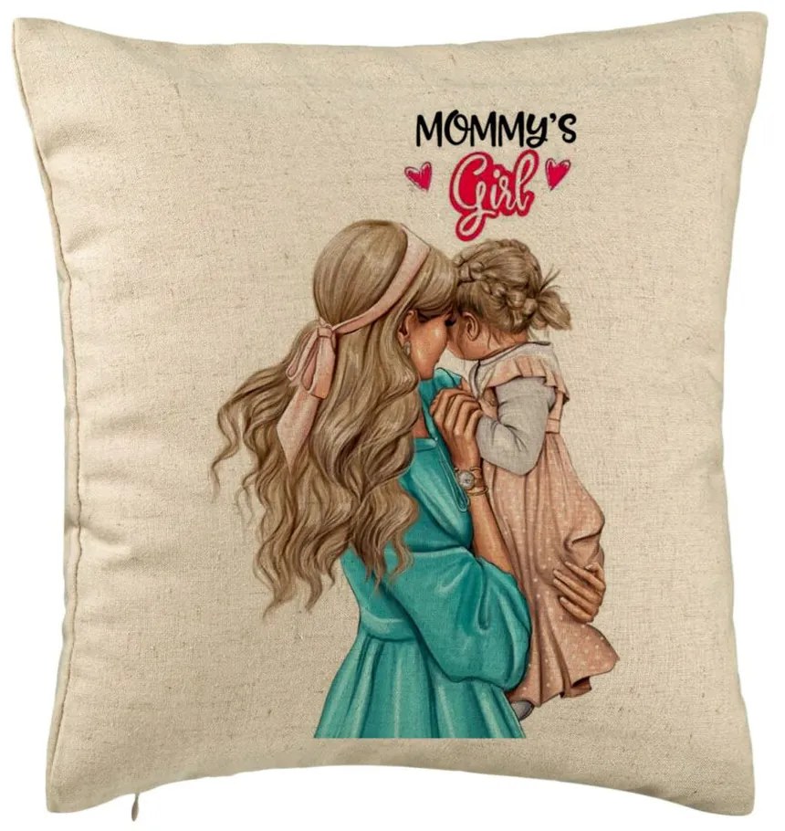 Perna Decorativa, Model Mommy&apos;s Girl, 40x40 cm, Bej, Husa Detasabila, Burduf