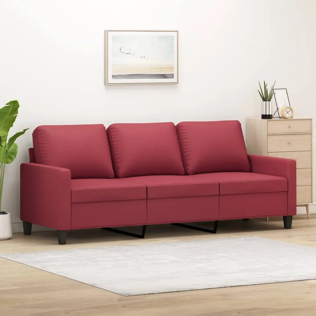 vidaXL Canapea cu 3 locuri, roșu vin, 180 cm, piele ecologică