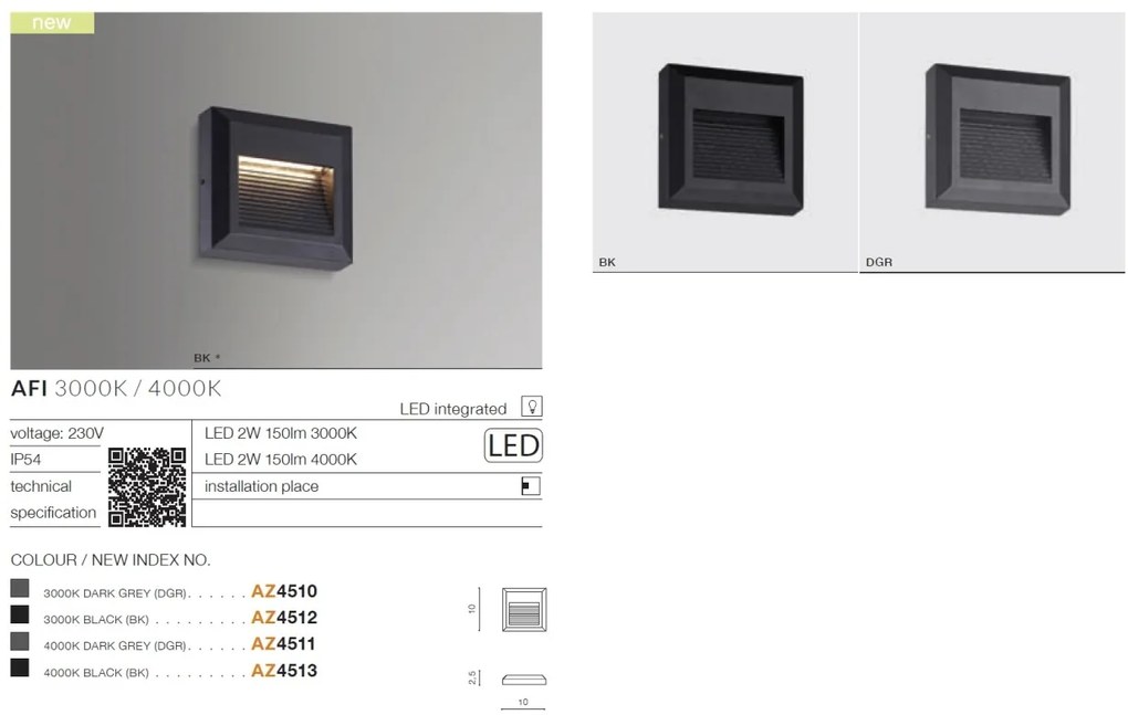 Spot LED de exterior ambiental IP54 AFI gri 4000K