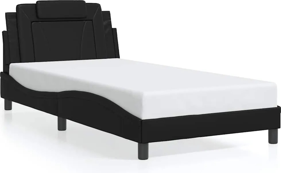 vidaXL Cadru de pat, Viana, fără saltea, negru, 100x200 cm, piele ecologică