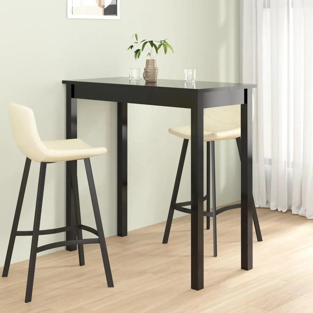 240378 vidaXL Masă de bar MDF, negru, 115x55x107 cm