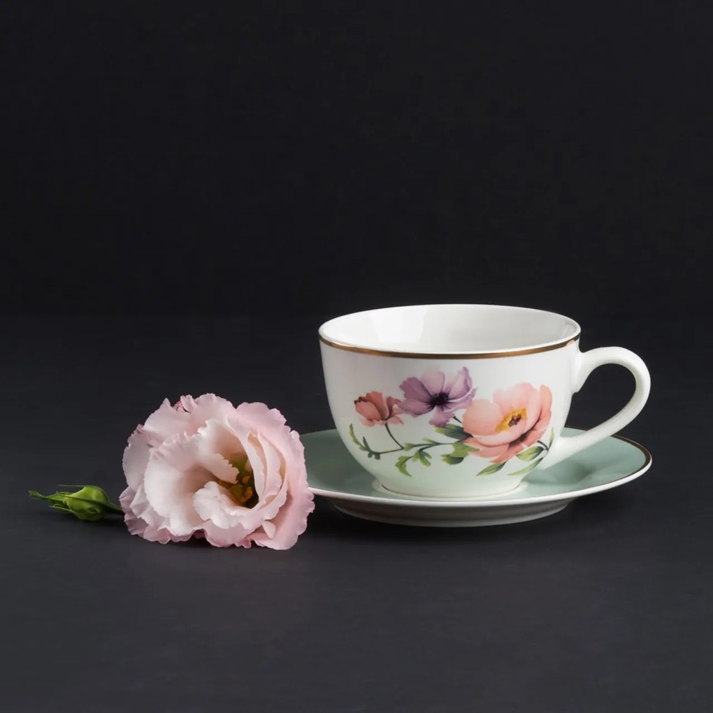 Set servire ceai sau cafea, 12 piese, 6 persoane, Flores