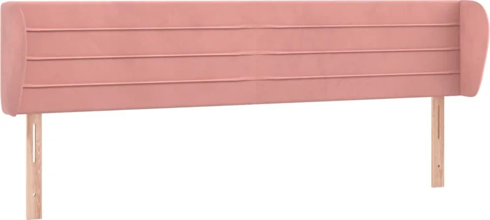 vidaXL Tăblie de pat cu aripioare roz 203x23x78/88 cm catifea