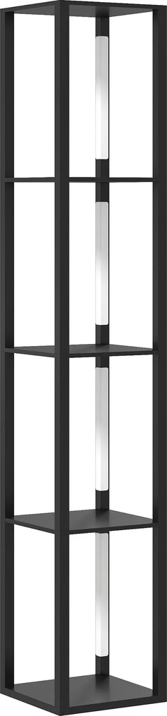 HOMCOM Lampă de Podea cu 4 Rafturi și 3 Luminozități Reglabile 29x29x163cm Negru | Aosom Romania
