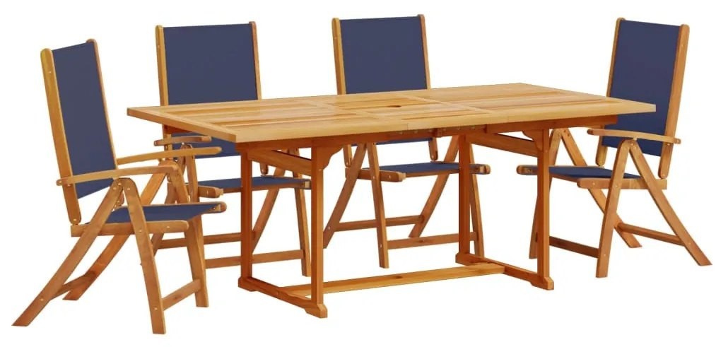 3279302 vidaXL Set mobilier de grădină, 5 piese, lemn masiv acacia/textilenă