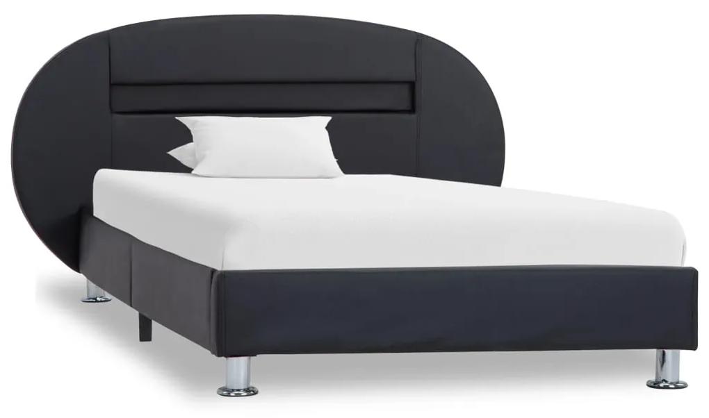 Cadru de pat cu LED, negru, 100 x 200 cm, piele ecologica Negru, 100 x 200 cm