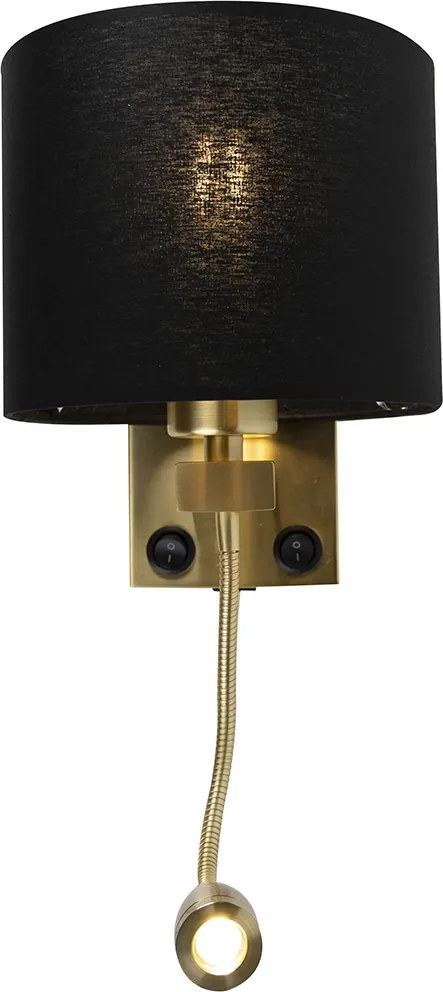 Lampă de perete inteligentă aurie cu USB și abajur negru, inclusiv WiFi A60 - Brescia