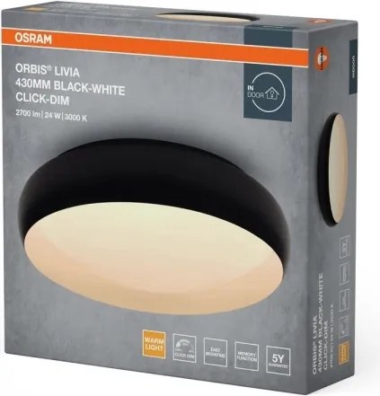 Osram - Plafonier LED dimmabil ORBIS LIVIA, 24W, 230V, Ø 43 cm, negru/alb