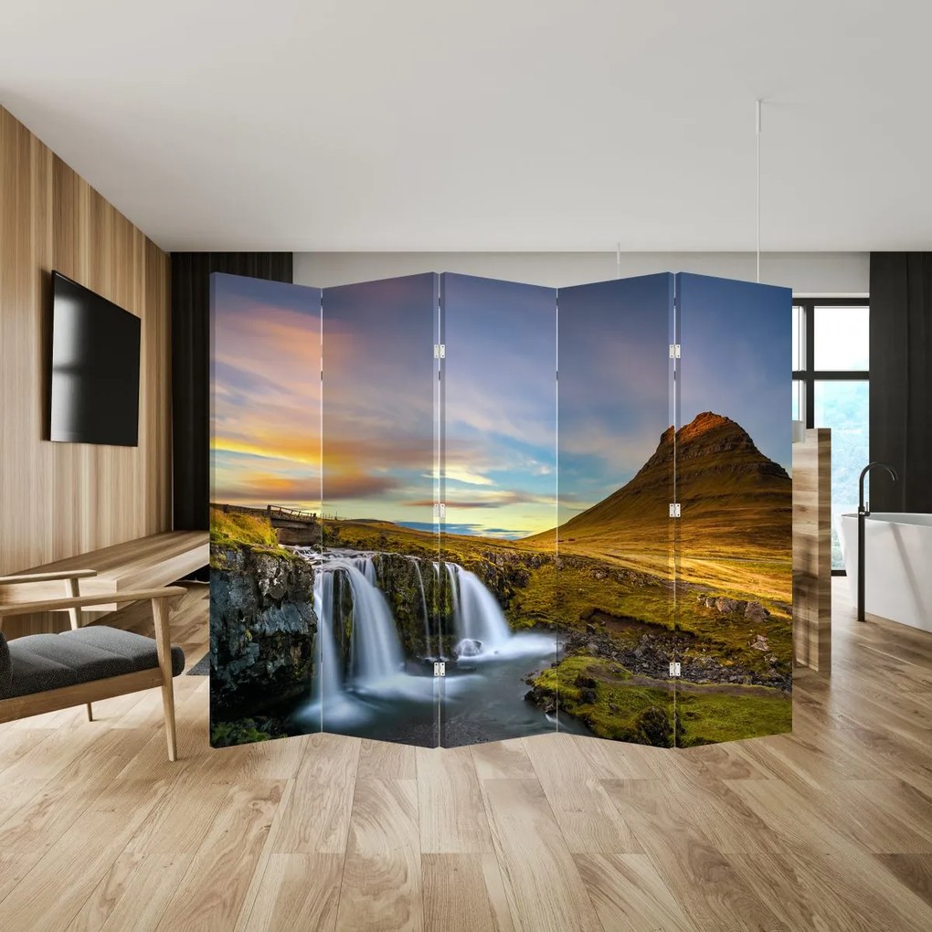 Paravan - Munții și cascade pe Islanda (210x170 cm)
