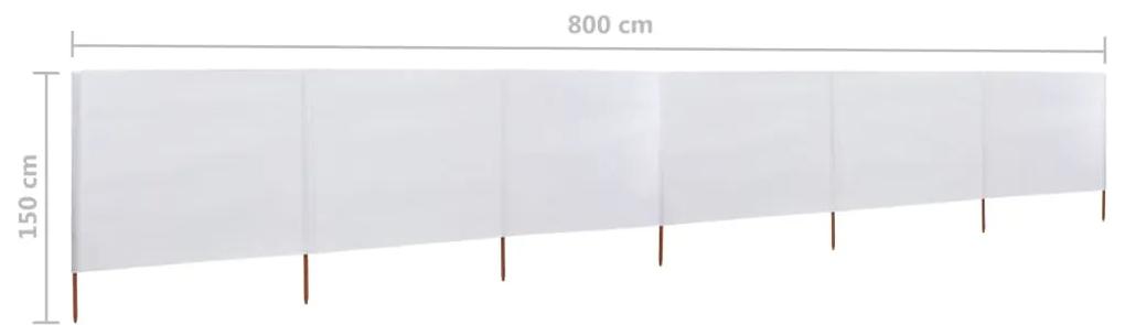 Paravan anti-vant cu 6 panouri alb nisipiu 800x120 cm textil alb nisipiu, 800 x 120 cm
