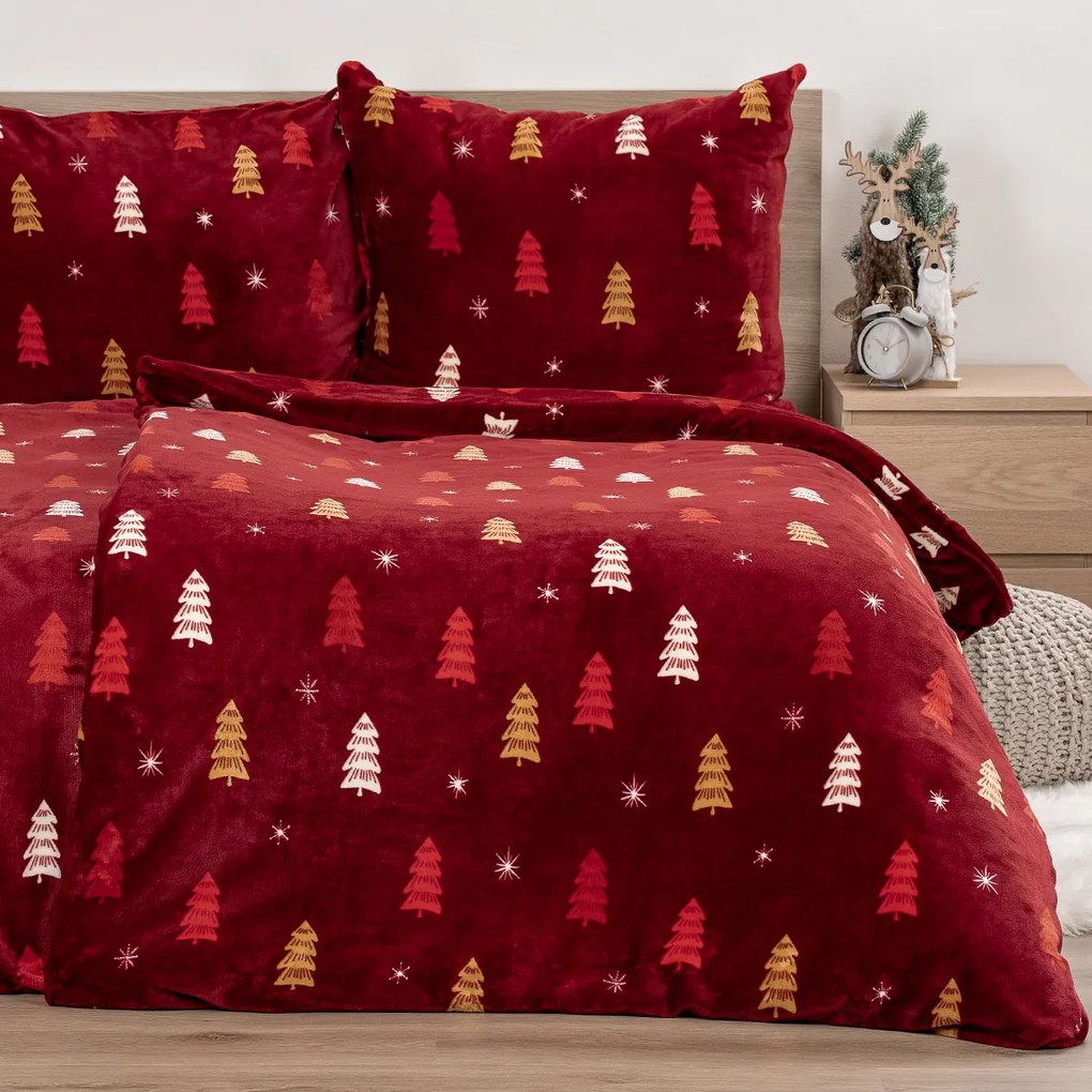 Lenjerie de pat din microflanel 4Home Crimson Woods, 160 x 200 cm, 70 x 80 cm