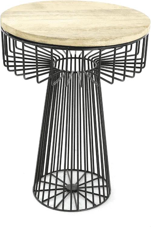 Masuta Rotunda din Metal Negru cu Blat din Lemn YAM - Metal Negru Lungime(55.5 cm) x Latime(55.5 cm) x Inaltime(40 cm)