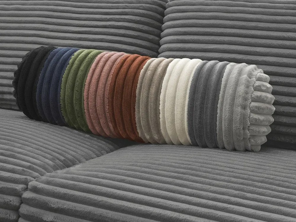 Canapea gri închis pentru dormitul zilnic/extensibilă cu tapițerie din catifea reiată 240 cm Hugo – Bobochic Paris