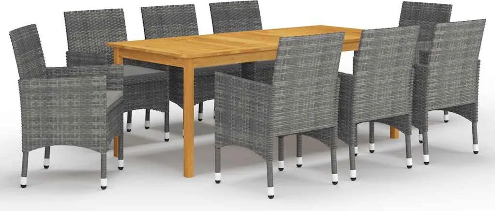 vidaXL Set mobilier de grădină, 9 piese, gri