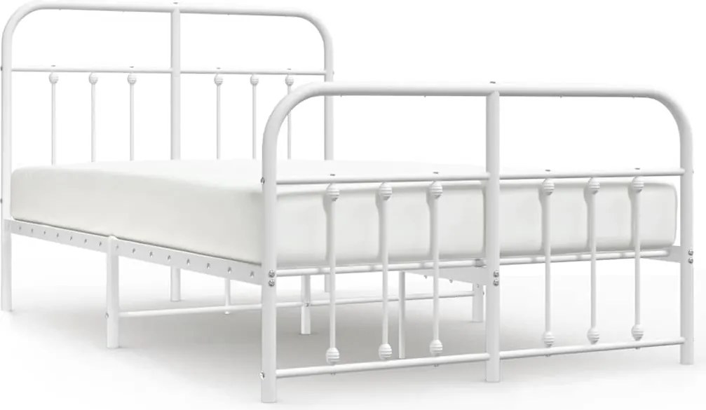 vidaXL Cadru de pat metalic cu tăblie, alb, 120x200 cm