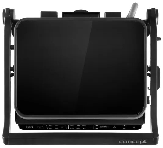 Concept ge3600 - Grătar contact cu sondă temperatură GLASS 2000W/230V negru
