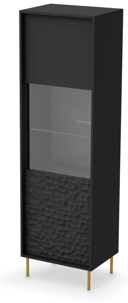Vitrina Bullet W-1 H185 cm negru/auriu
